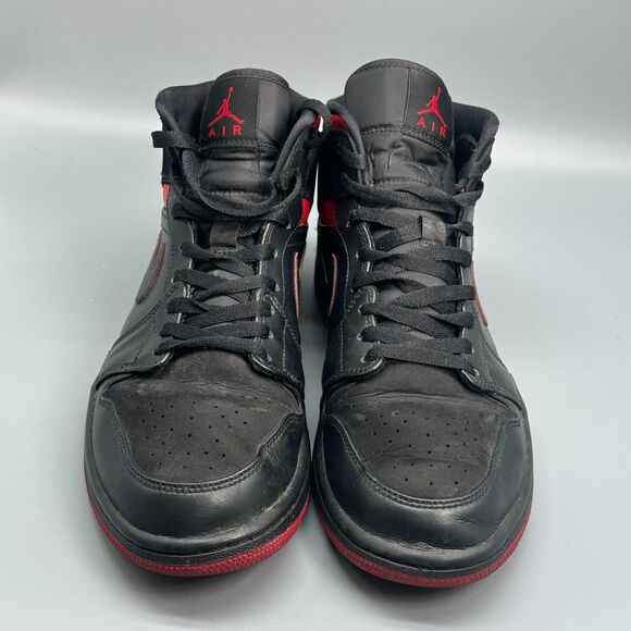 Jordan 1 Mid Last Shot Athletic Sneakers Mens 10.5 Black Leather Lace Up Mid Top